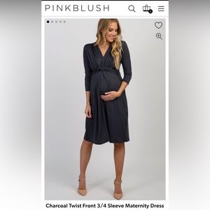 Charcoal twist front maternity dress